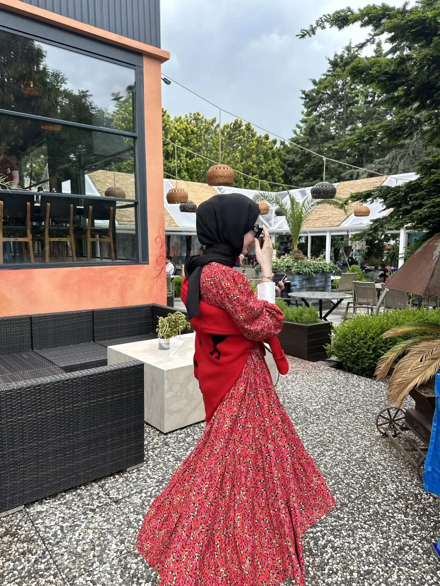Manşet Detaylı Cherry Elbise