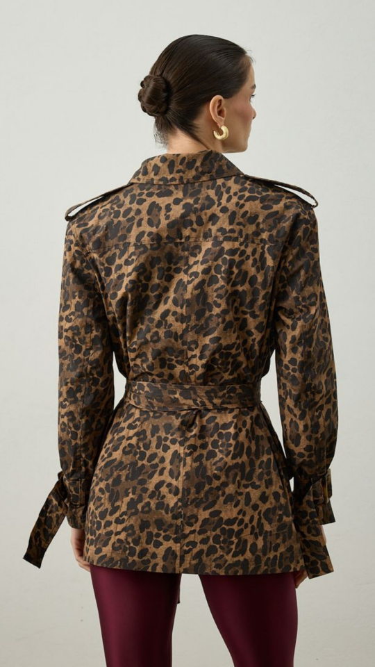 Leopar Desen Safari Ceket