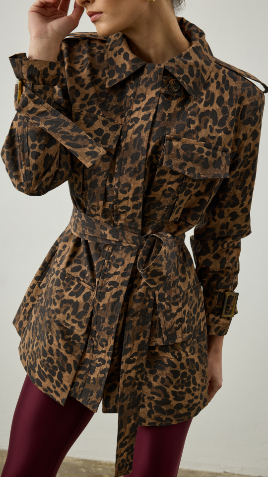 Leopar Desen Safari Ceket