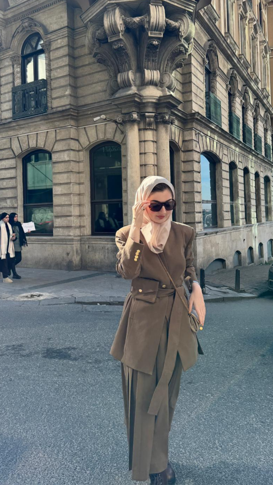 Kuşağı Cep Detaylı Blazer Ceket - Haki