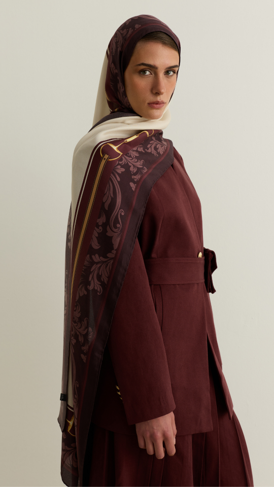 Kuşağı Cep Detaylı Blazer Ceket - Bordo