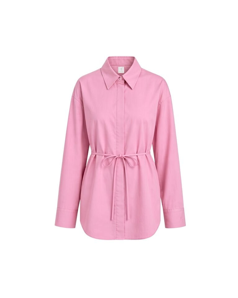 Geniş Manşet Detaylı Oversize Gömlek - Pembe