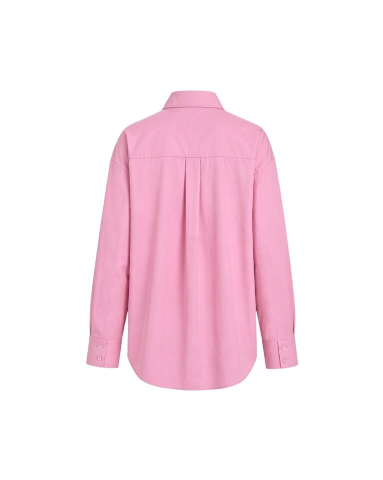 Geniş Manşet Detaylı Oversize Gömlek - Pembe