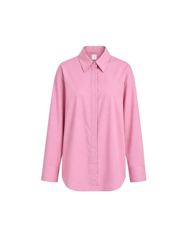 Geniş Manşet Detaylı Oversize Gömlek - Pembe