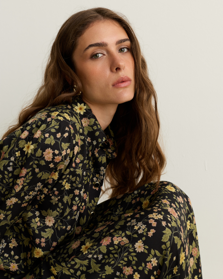 Floral Desen Pileli Elbise