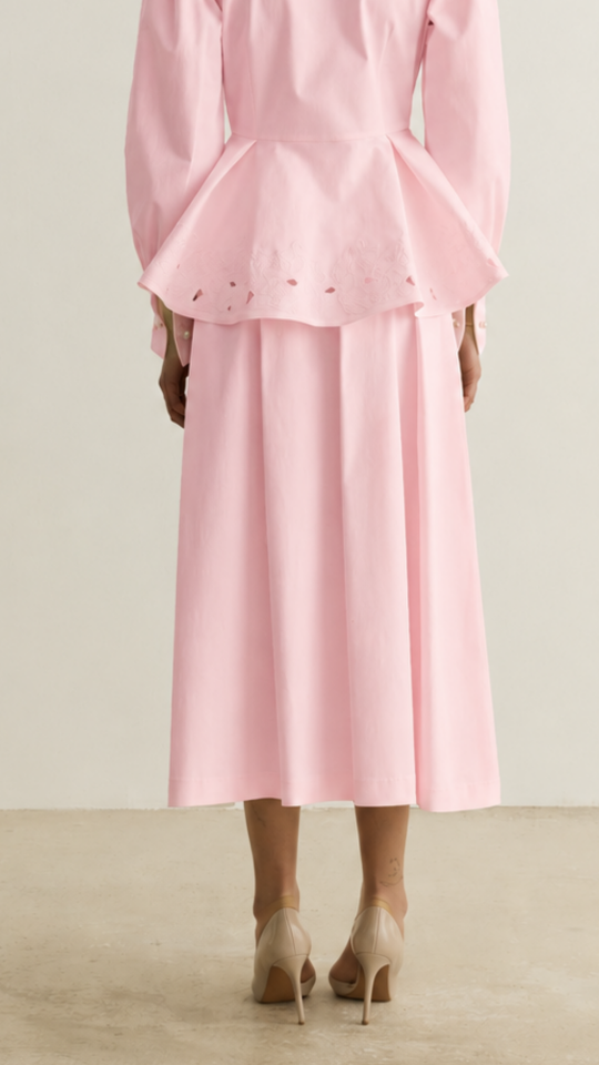 Cotton Pileli Etek - Pembe