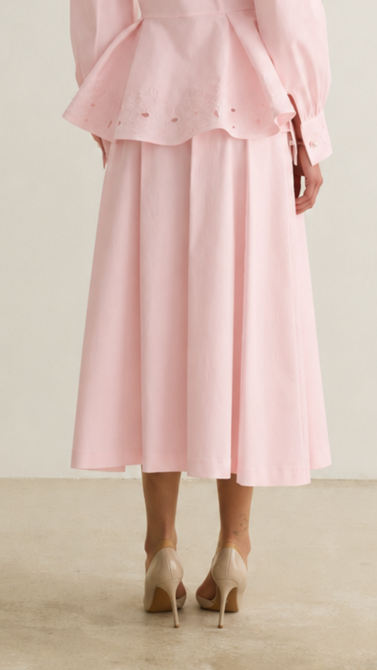 Cotton Pileli Etek - Pembe